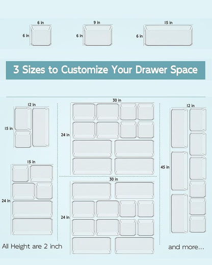 9 Pack Large Clear Plastic Drawer Organizer Trays, Desk Drawer Organizers and - Image 9