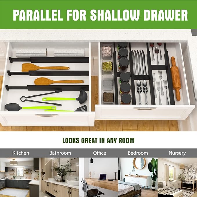 ANTOWIN Bamboo Drawer Dividers Organizers, Drawer Separators Splitter, 17-22 - Image 5
