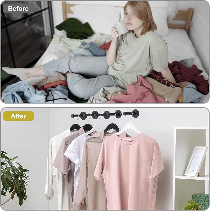 BTSKY 6 Pack Clothes Rack with Screws, 6 Inch Metal Industrial Pipe Clothes Bars - Image 2