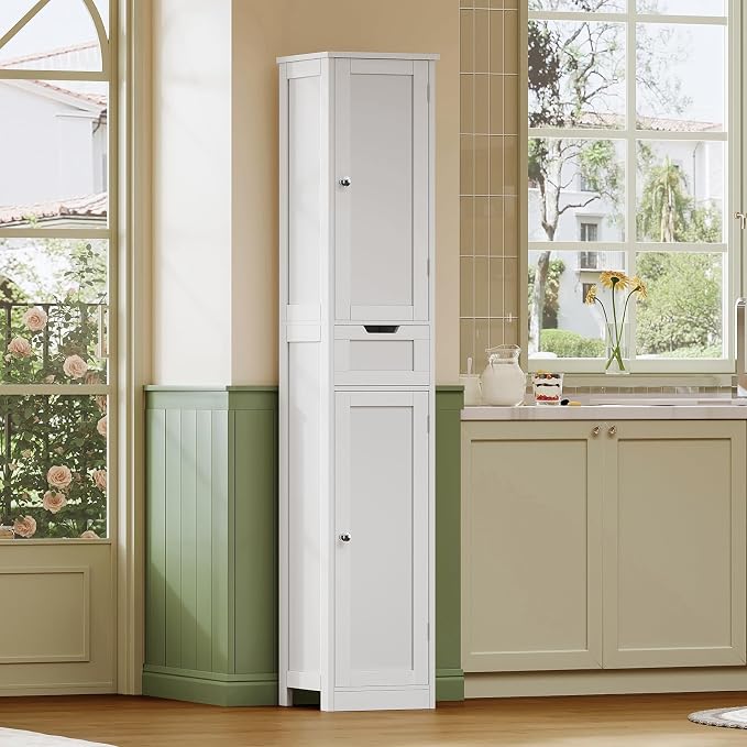 Iwell Tall Bathroom Cabinet, Slim Narrow Bathroom Storage Cabinet - Image 4