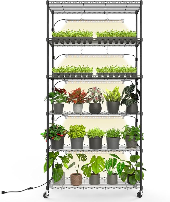 Bstrip Plant Shelf with Grow Light, Metal Plant Stand with Adjustable Rack and by Bstrip