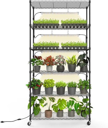 Bstrip Plant Shelf with Grow Light, Metal Plant Stand with Adjustable Rack and by Bstrip