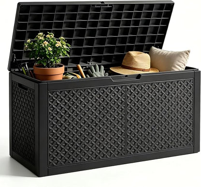 120 Gallon Outdoor Storage Box, Resin Deck Box Waterproof & Lockable, Patio by Unknown