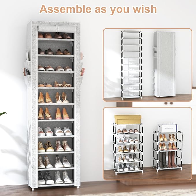 VTRIN Vertical Narrow Shoe Rack Organizer Tall Shoe Rack - Image 5