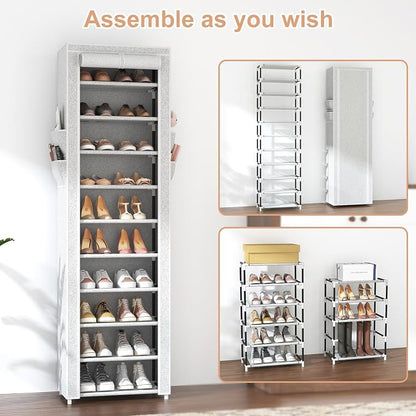 VTRIN Vertical Narrow Shoe Rack Organizer Tall Shoe Rack - Image 5