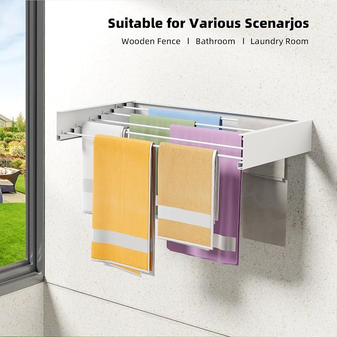 ZMBESUP Large Wall Mounted Drying Rack 40 Inch, Wide Foldable Laundry Rack - Image 8