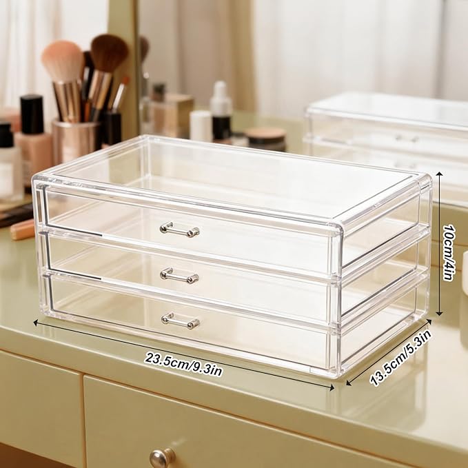 Acrylic Drawers Stackable, 9.3 X 5.3 X 4 Inch Stackable Makeup Organizer - Image 3