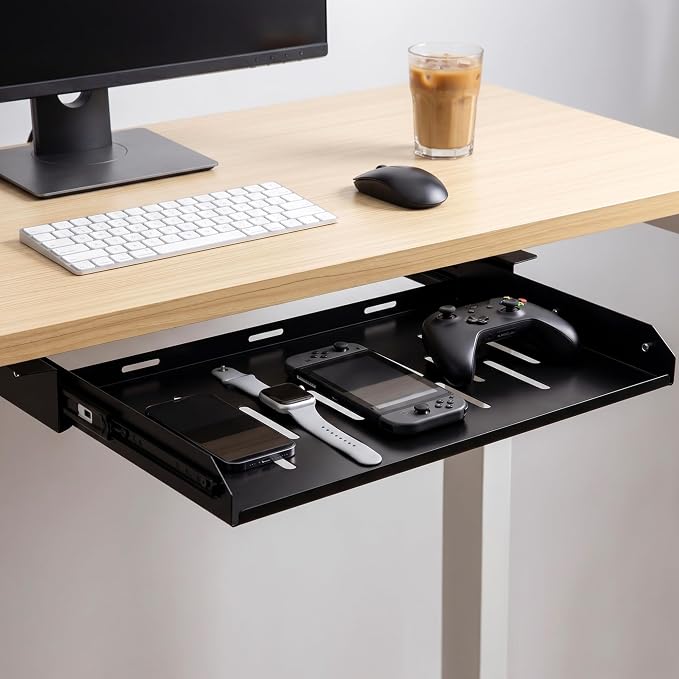 Under Desk Laptop Drawer with Air Vents, 16.3" x 12" Metal Pull Out Sliding - Image 6
