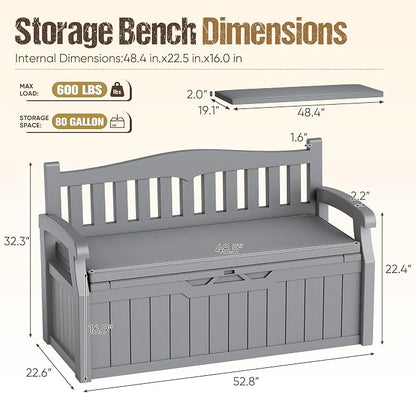 80-Gallon Outdoor Storage Bench - Image 3