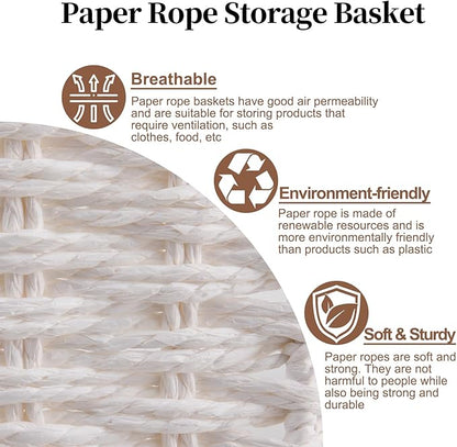 OIAHOMY Scalloped Wicker Baskets, Hand-woven Storage Baskets - Image 8