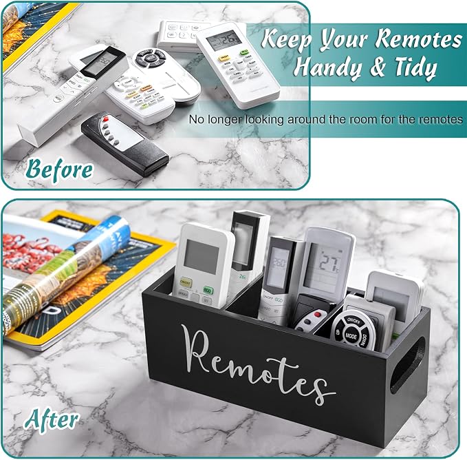 DRASTAR Remote Control Holder, Wood TV Remote Holder, Remote Storage Caddy - Image 2