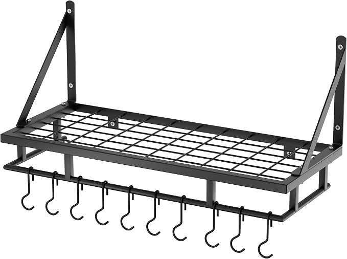 KES 24 Inch Kitchen Pot Pan Rack Wall Mounted Hanging Storage Organizer Wall - Image 8