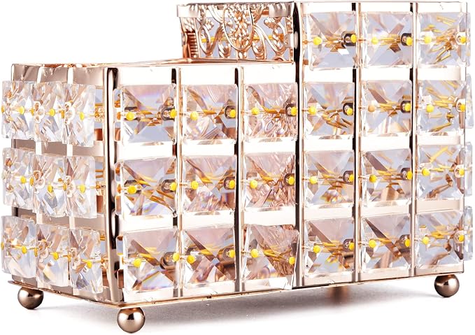 K COOL Crystal Makeup Brush Holder 2 Slot Hexagon Cosmetics Brush Eyeliner by K+COOL
