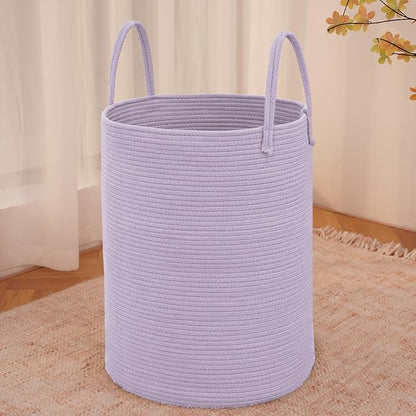 Large Woven Laundry Basket Hamper, 80L Cotton Rope Storage Bin by JMvicyroam