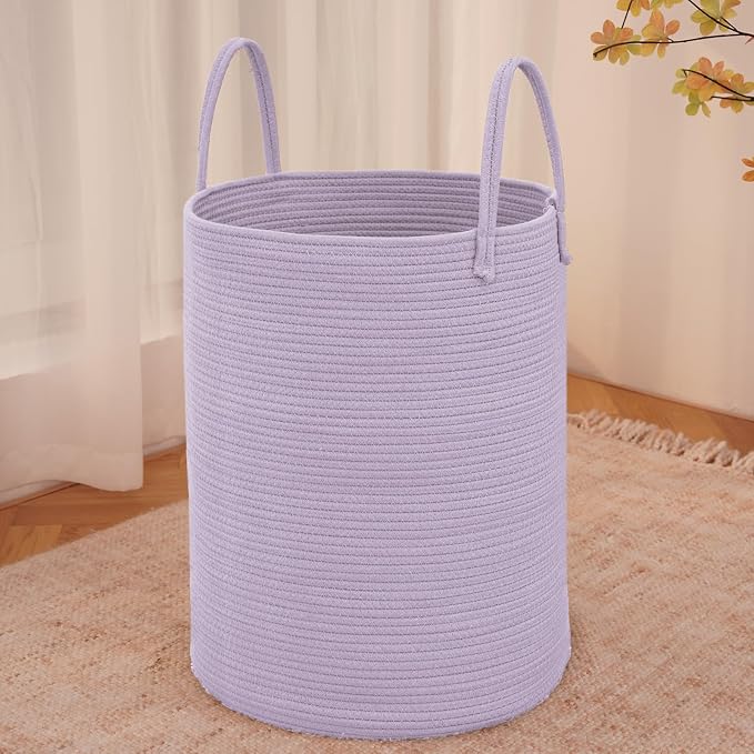 Large Woven Laundry Basket Hamper, 100L Cotton Rope Storage Bin by JMvicyroam