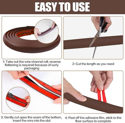 Floor Cord Cover Self Adhesive Cord Hider, 10FT Cable Management, Extension - Image 8