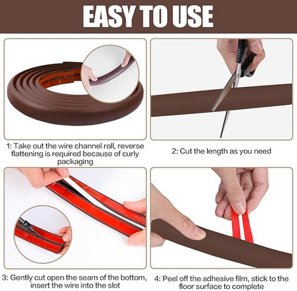 Floor Cord Cover Self Adhesive Cord Hider, 10FT Cable Management, Extension - Image 8