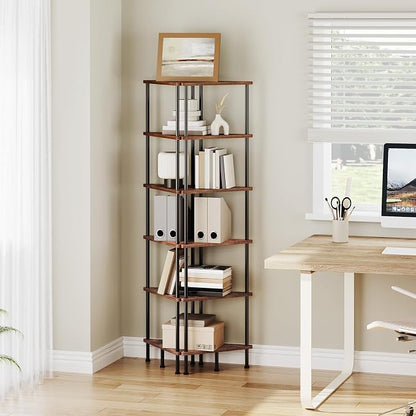 HOOBRO Corner Shelf Stand, Industrial 6-Tier Wall Corner Bookshelf - Image 4