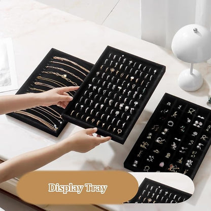 Large Jewelry Organizer for Drawer Insert Velvet Stackable Jewelry Trays for - Image 3