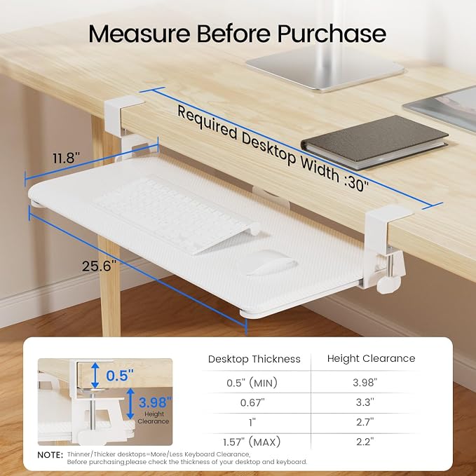 NearHub Large Keyboard Tray Under Desk Slide Out - Image 6