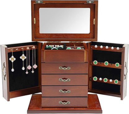 4-Drawer Wooden Jewelry Box, Wood Jewelry Organizer - Image 3