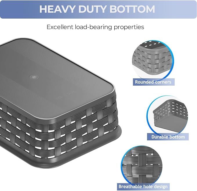 3 Pack Small Plastic Basket, Storage Bin Baskets - Image 2