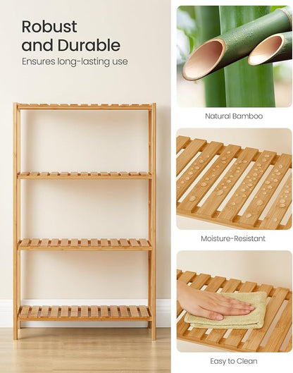 SONGMICS Bamboo Storage Shelf, 4-Tier Shelving Unit, in The Entryway, Living - Image 5