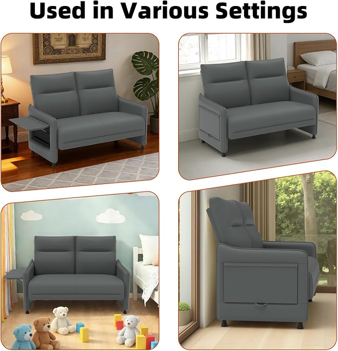 Faux Leather Loveseat, Upholstered Loveseat - Image 9