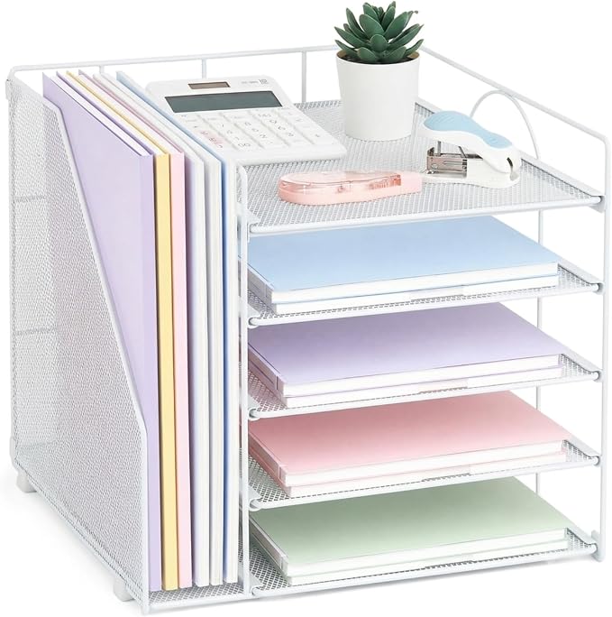 LEKETREE Desk Organizers and Accessories, 5-Tier Paper Letter Tray Organizer by Stylishworkspaceeffortlessorganization