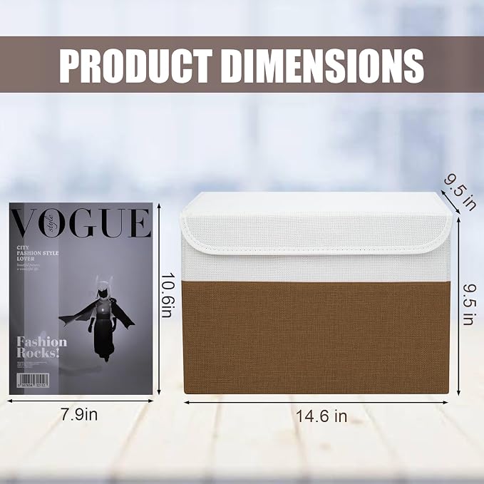 Large 22 Quart Linen Fabric Foldable Storage Bin Cube Organizer Basket - Image 2