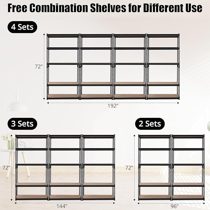 Storage Shelving Unit, 5-Tier Adjustable Metal Storage Shelves - Image 2