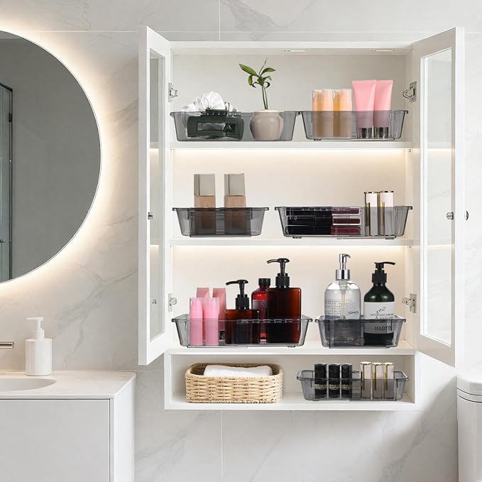 8 Pcs Extendable Clear Drawer Organizer, All Adjustable Vanity Storage Box - Image 7