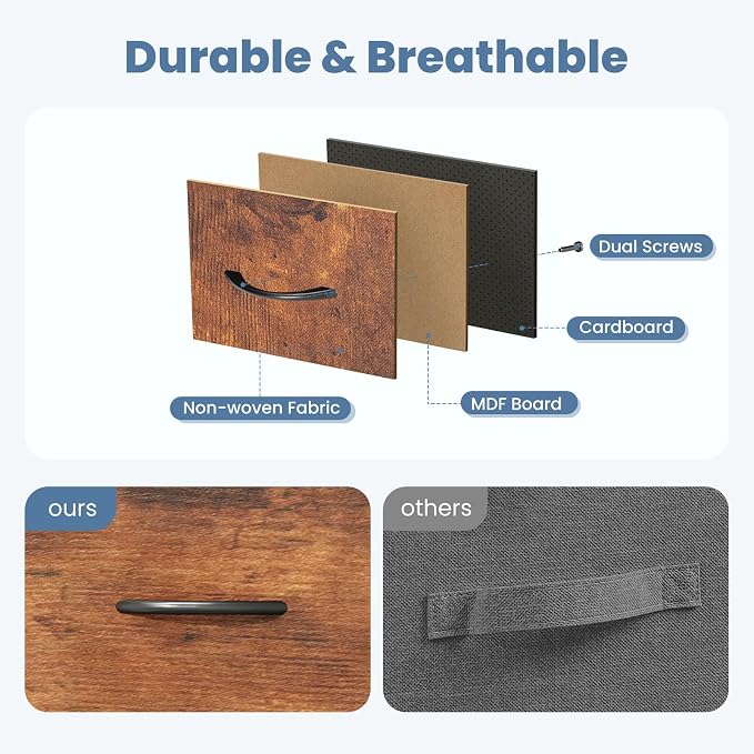 DUMOS Dresser for Bedroom with 8 Fabric Drawers, Wide Fabric Dresser | Storage - Image 4