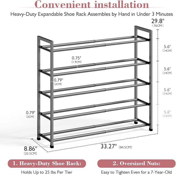Bumusty 5-Tier Expandable Shoe Rack - Image 3