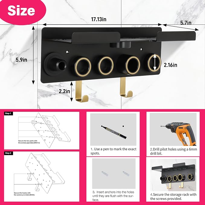 Wall Mount Hair Holder Compatible - Image 7