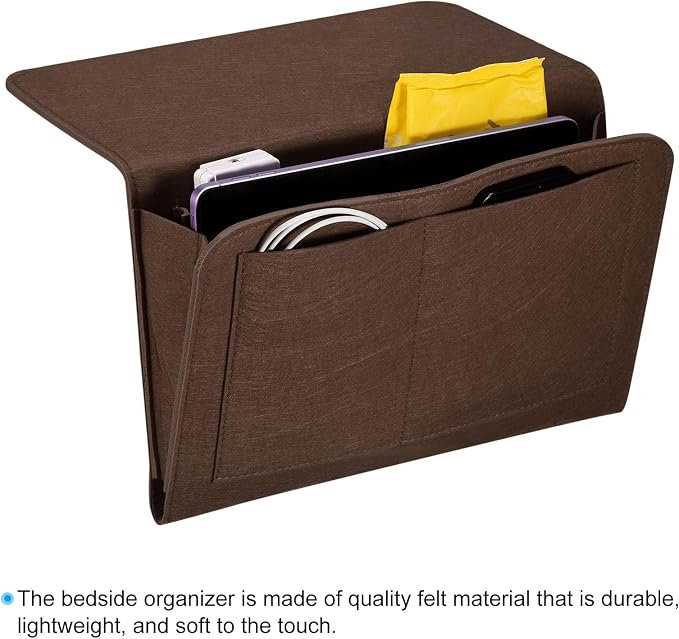 PATIKIL 13in Bedside Caddy, Bed Caddy Bedside Organizer Hanging Soft 5 Pockets - Image 4