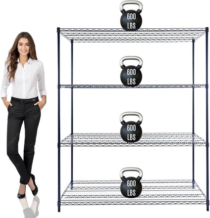 60"x24"x72" PRIME HEAVY DUTY Black 4-Tier Wire Shelving NSF 2400 LBS MAX by StimulateLiving