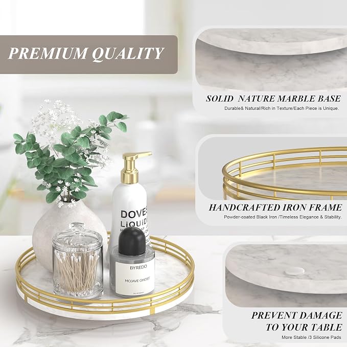 White Marble Lazy Susan Turntable - Image 5