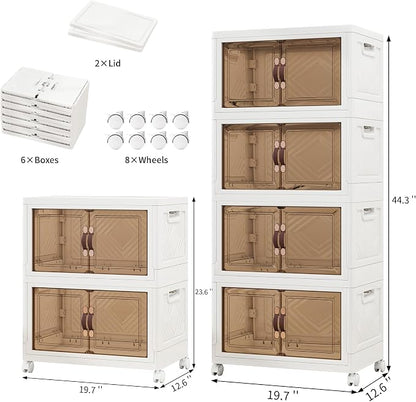 Storage Bins with 2 Lids and Wheels, Collapsible Bathroom Storage Cabinet with - Image 2