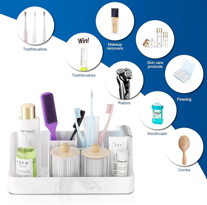Marble Bathroom Countertop Organizer - Image 2