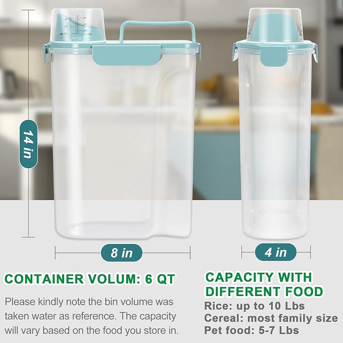 TBMax Airtight Rice Container 10 Lbs Cereal Dispenser, Small Pet Cat Dog Food - Image 2