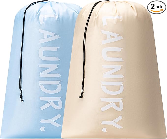 2 Pack 28" x 40"Travel Laundry Bag, Machine Washable Dirty Clothes Organizer by Unknown