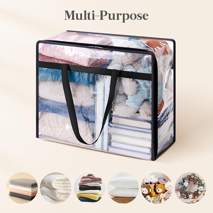 Lifewit 4 Pack Clear Clothes Storage Bags, 45L Plastic Blanket Storage Bag - Image 5