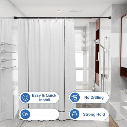 Shower Curtain Rod 2 Pack Adjustable Curtain Rods 30-64 Inch Black Shower - Image 2