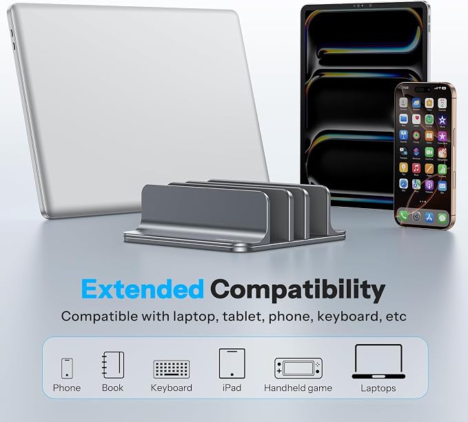 OMOTON Vertical Laptop Stand, Desktop Aluminum Mac Book Stand - Image 6