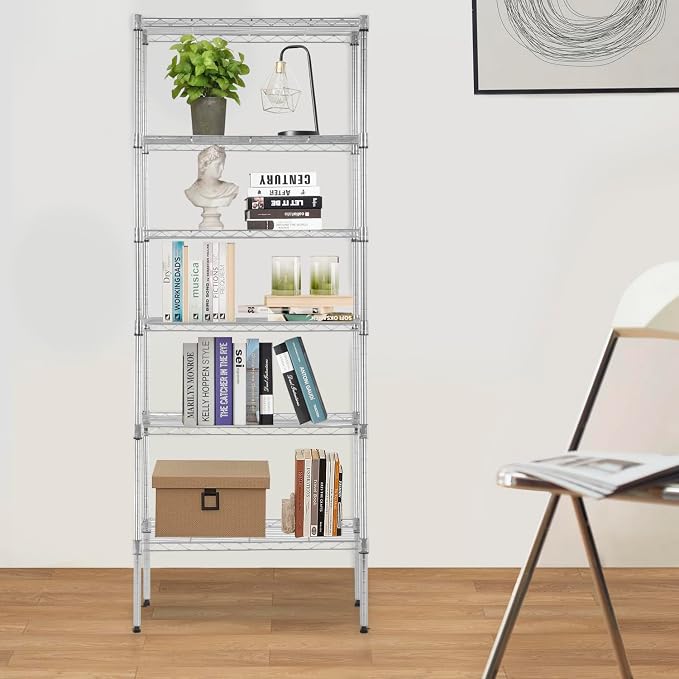 PayLessHere | 6-Tier Wire Shelf | 23"x13"x59" | Chrome | Adjustable Racks | - Image 5