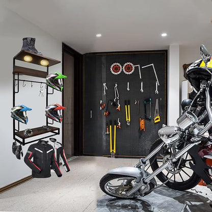 Motorcycle Helmet Holder Wall Mounted Motorcycle Gear Helmet Hook Rack Storage - Image 2