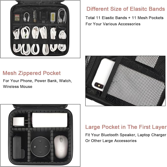 MATEIN Cord Organizer Box with Adjustable Divider, DJ Gear Bag | DJ Cable File - Image 2