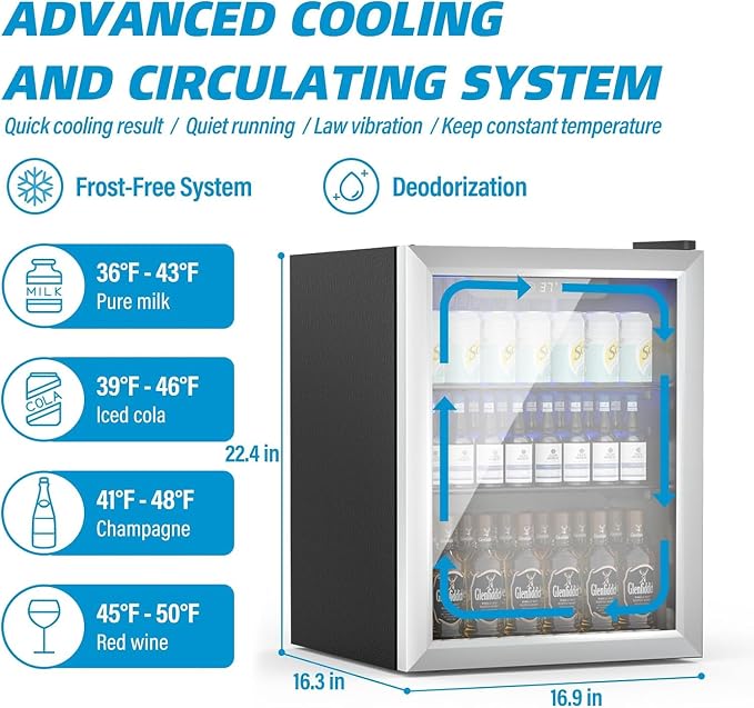 Beverage Refrigerator and Cooler, 76 Can/1.7 Cu Ft Mini Fridge - Image 4