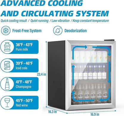 Beverage Refrigerator and Cooler, 76 Can/1.7 Cu Ft Mini Fridge - Image 4